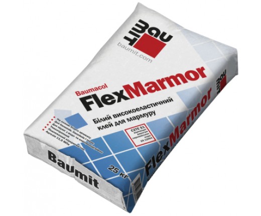 Baumit FlexMarmor біла еластична клеюча суміш для плитки з природного та штучного каменю, 25кг